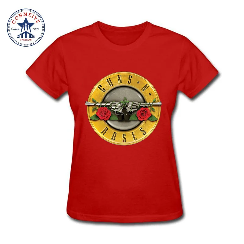 Различные Цвета хлопковая оружие и розы забавная футболка Женские|t shirt women|funny t