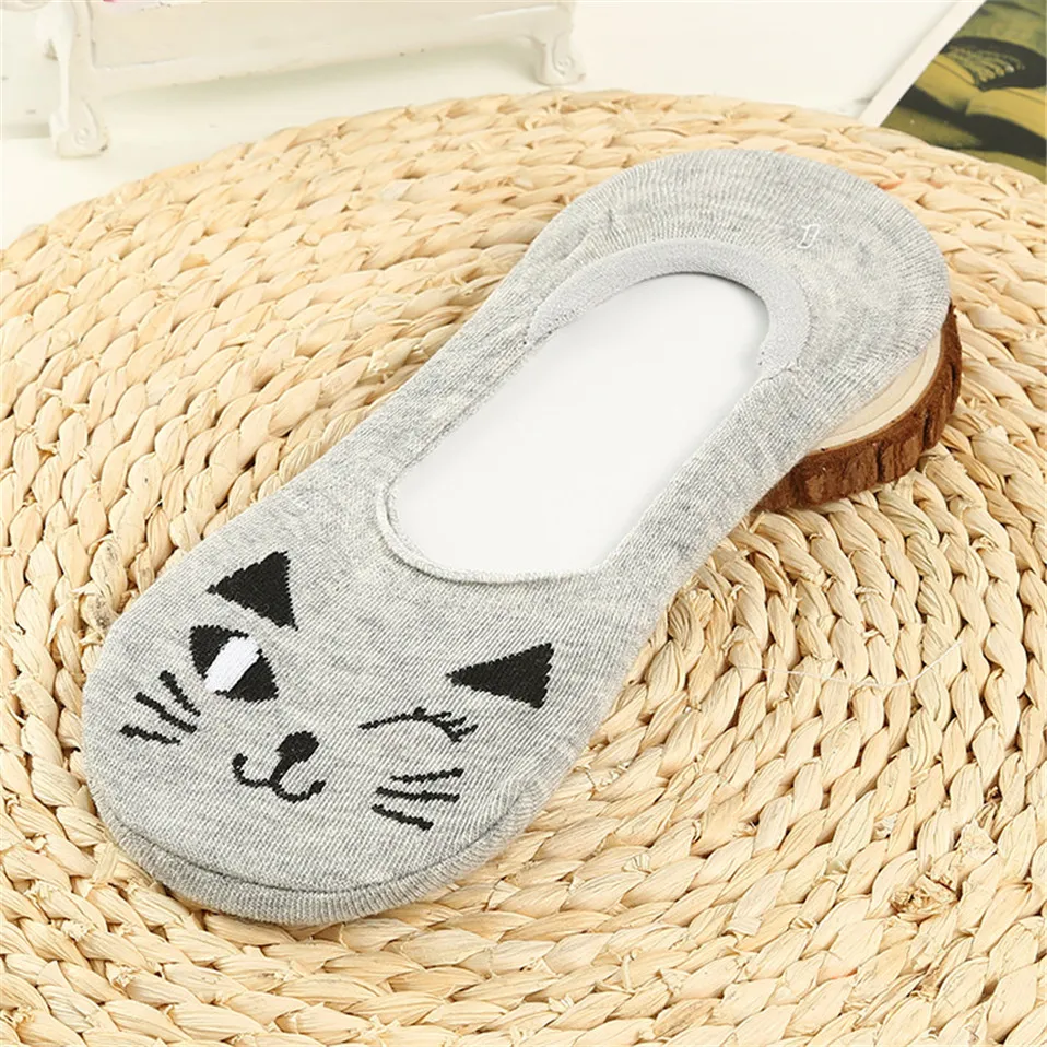 ; 3 пар/лот; женские носки в стиле Харадзюку; Calcetines; Короткие хлопковые милые носки-башмачки с рисунком кота; дышащие повседневные носки для девочек