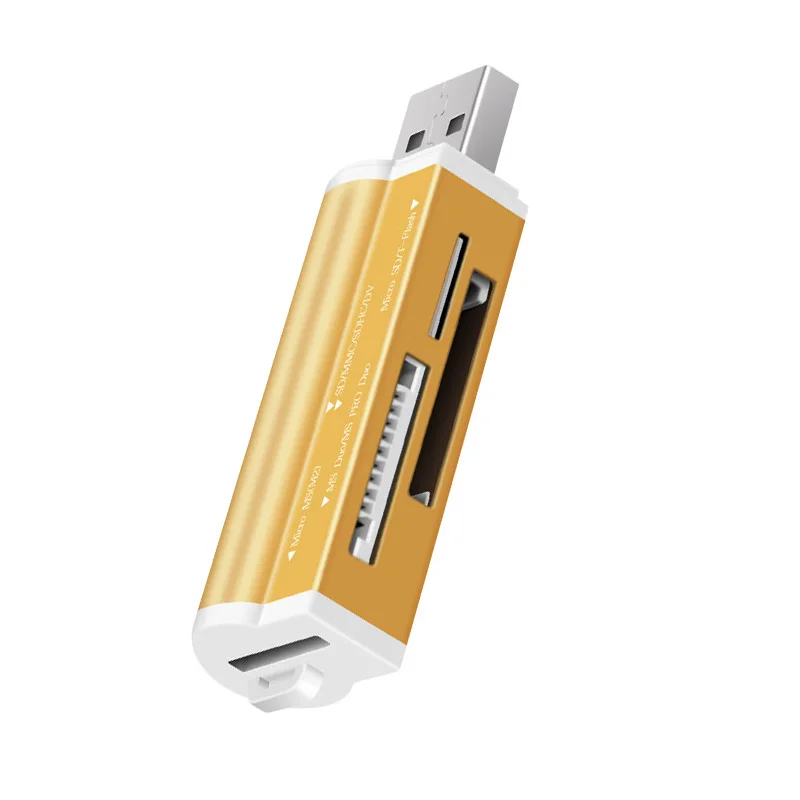 Мода многофункциональный 4 в 1 USB 2.0 High Speed Алюминий сплав Картридер для SD/TF/RS MMC/MS Micro