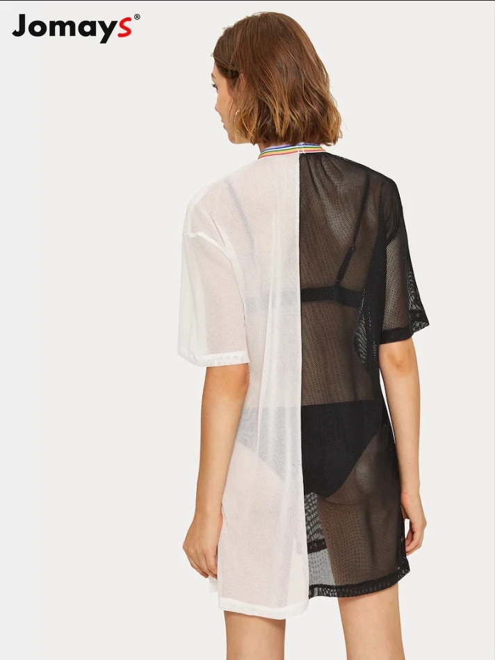 Летнее сексуальное Сетчатое Прозрачное платье модное свободное повседневное