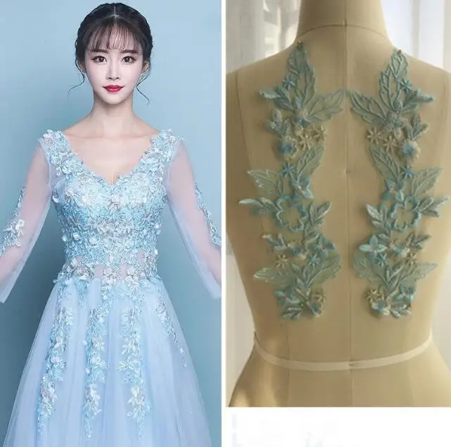 Аппликация кружевная с вышивкой 13 цветов 2 пары/4 шт.|lace trim|flower lace trimembroidered appliques |