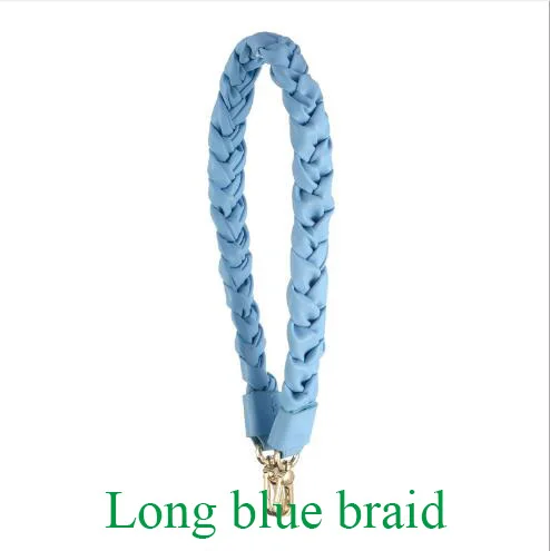 Long blue braid Вязаная сумочка из натуральной кожи, ремень, модный дизайн, сумки, сумка, детали, сумка, аксессуар, легко застёгивающийся - Цвет: Long blue braid