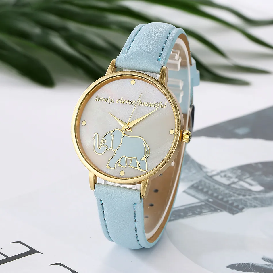 GAIETY новинка relogio feminino кожа зеленый слон ремешок женские часы аналоговые простые