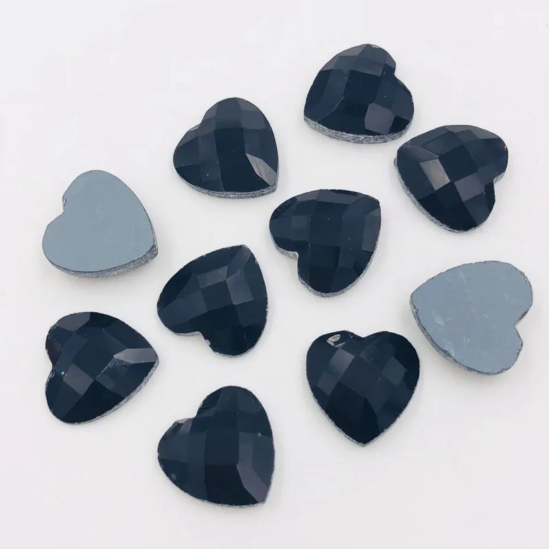 20 штук упак. черные стразы в форме сердца с плоской задней частью хорошее
