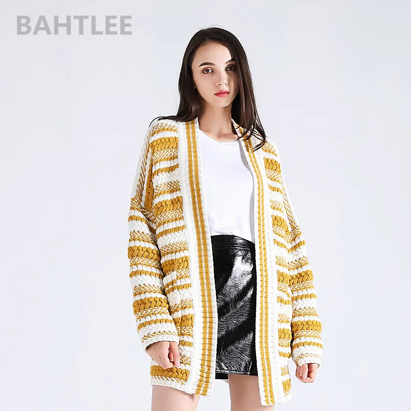 Зимние женские шерстяные кардиганы BAHTLEE вязаный свитер с V образным вырезом и