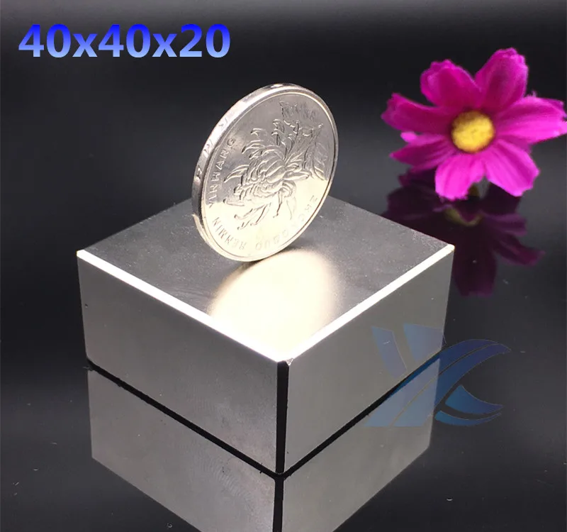 Неодимовый магнит 40x40x20 редкоземельный супермощный блок постоянный сварочный