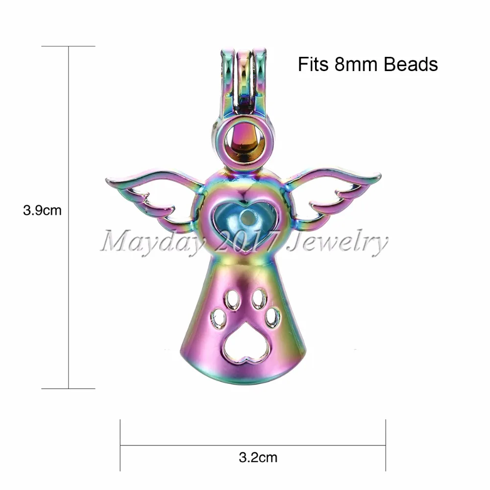 1 шт. Радужный цвет ангел футбол жемчуг бусины клетка медальон кулон эфирное