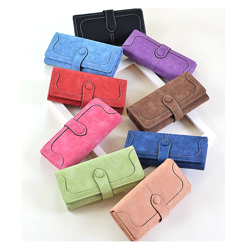 Женский Длинный кошелек из искусственной замши матовая кожа высокое качество