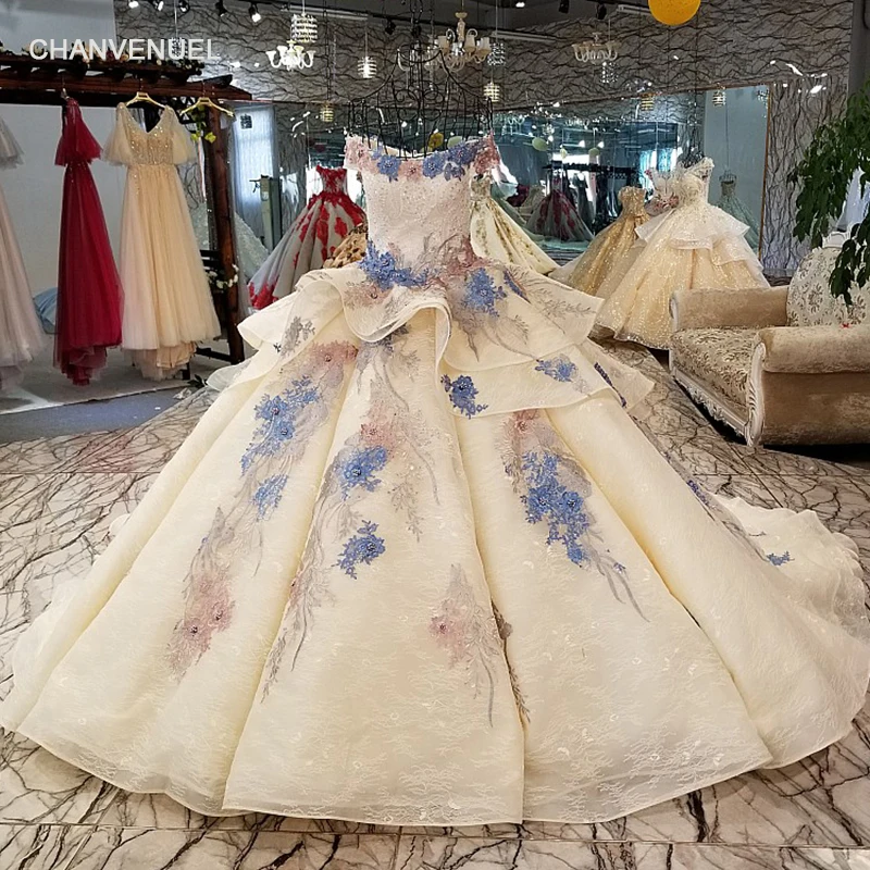 LS4489 роскошное бальное платье вечернее с цветными ручными цветами спагетти ремни