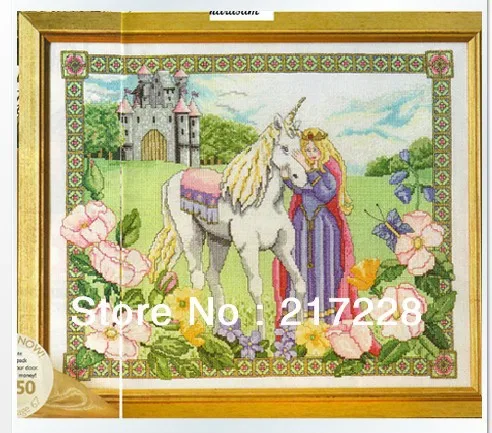 

14CT Cross Stitch Kits fairies Unicorn Maiden 51*43cm CS-067WM-A