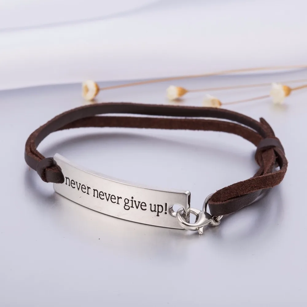 Винтажный кожаный браслет Teamer браслеты для мужчин и женщин с выгравированными