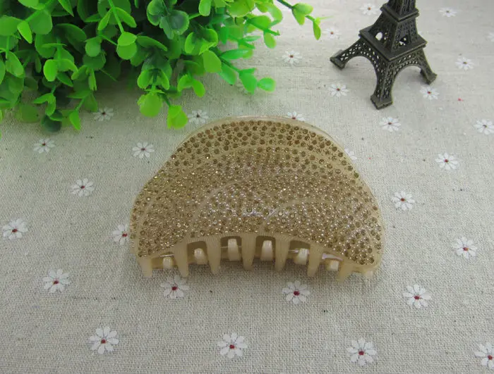 10cm Large Size Semicircle Shape Acrylic Full Rhinestone Hair Claw Wedding Accessories Jewelry For Woman | Украшения и аксессуары
