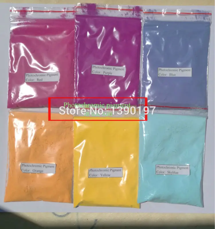 6 цветов фотохромный пигментный порошок изменение цвета при воздействии