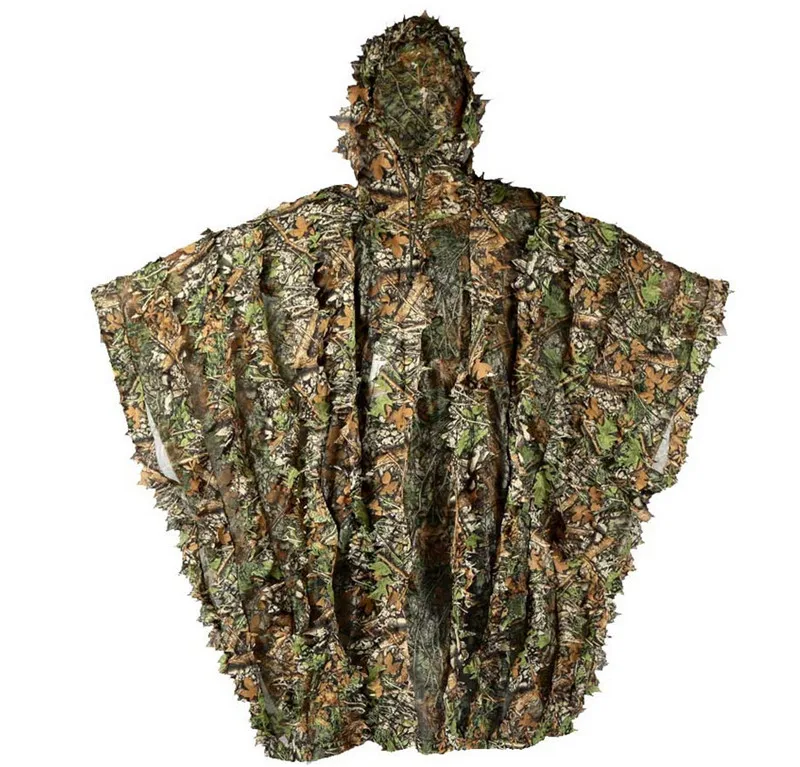 Пончо с листьями джунгли ghillie Костюмы охотничий камуфляж 3D Bionic Leaf Yowie сетка для охоты добавить 6 кнопок более удобно