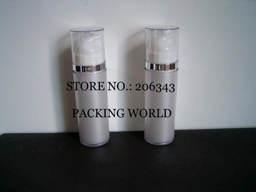 30 мл жемчужно белый двойной слой безвоздушного бутылка с прозрачной крышкой