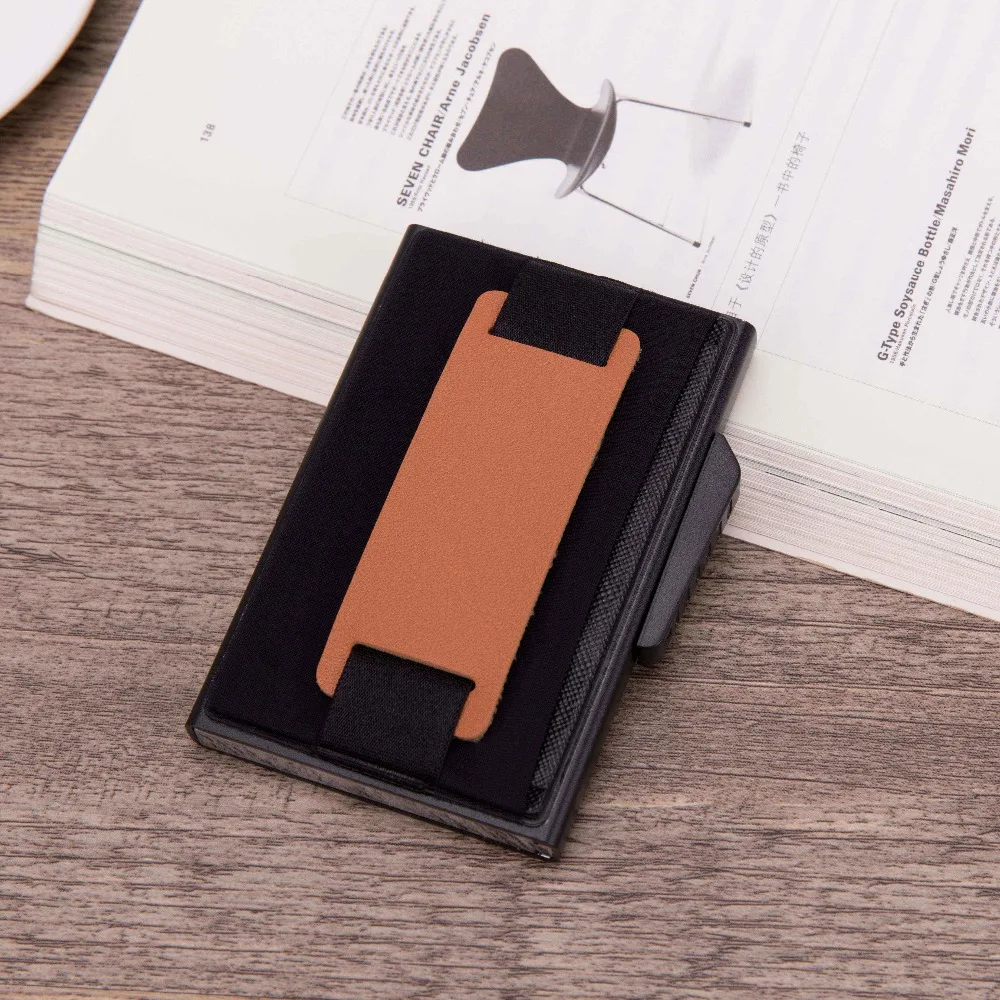 Бизнес Алюминиевый футляр для карт мужской модный RFID кошелек всплывающий парча продукт держатель карт высокое качество путешествия бандаж RFID чехол