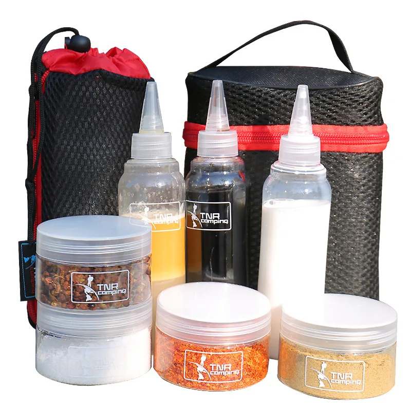 7Pcs Camping Cookware Set Outdoor Storage Container Tableware Seasoning Cans Condiment Oil Bottles Two Bags BBQ Castors|Столовые