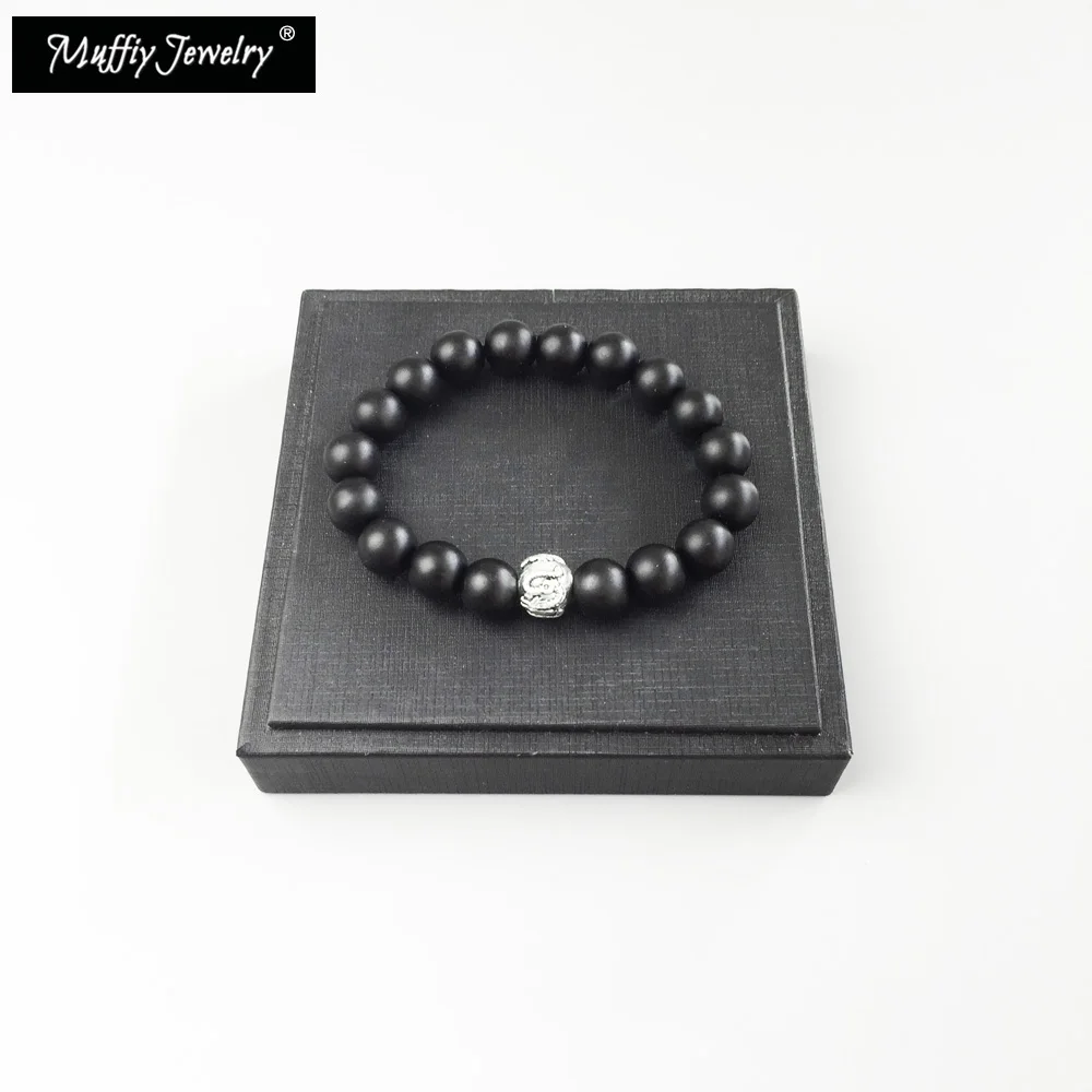 Браслеты из бусин сделай сам с черным ониксом и серебряным драконом кармой супер