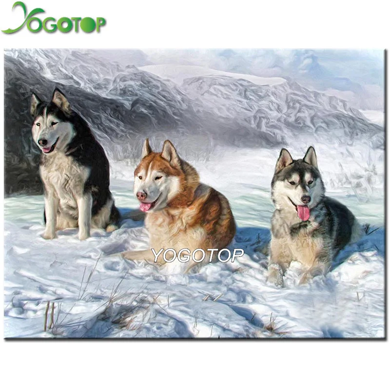 Алмазная вышивка YOGOTOP полноэкранная алмазная живопись Аляска Malamute 5D сделай сам