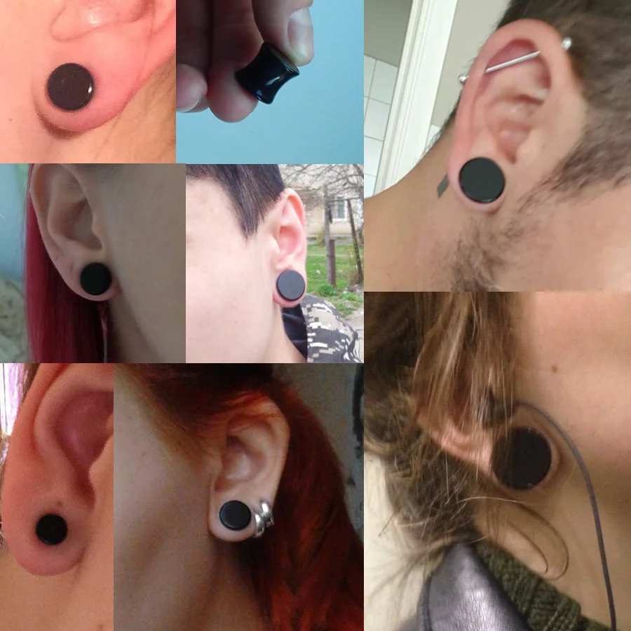 Кольцо Растяжитель Для Пирсинга Ушей из черного оникса 2 шт.|piercing jewelry types|pierced fish
