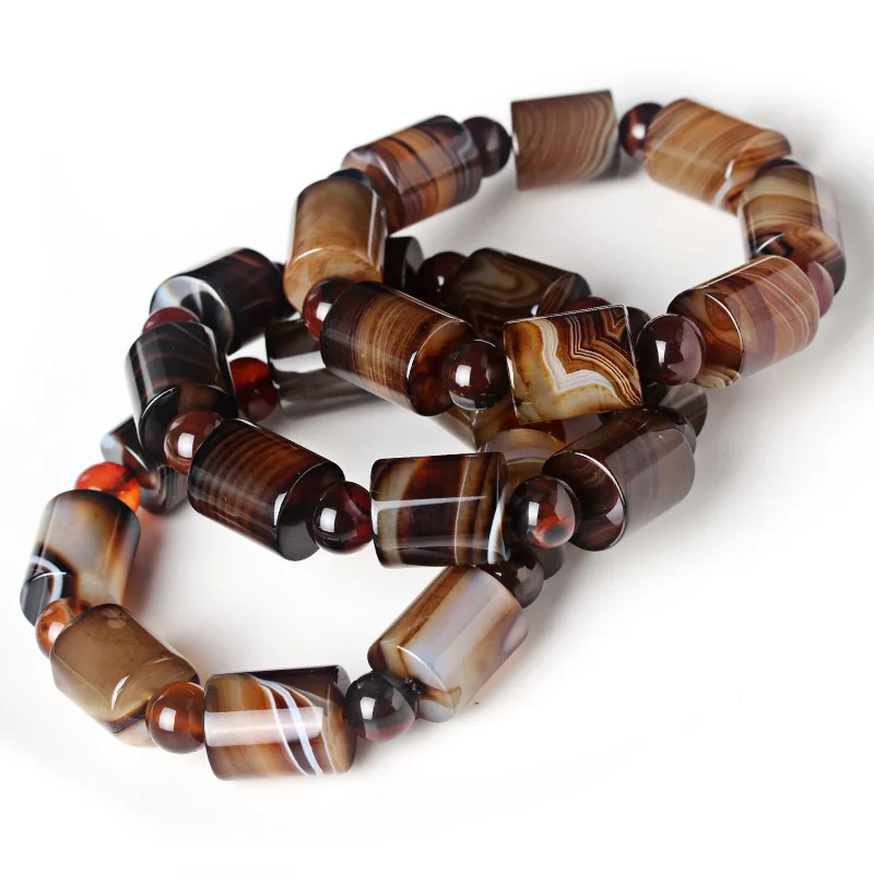 Прямая доставка натуральный бразильский Сардоникс баррель браслет из бисера