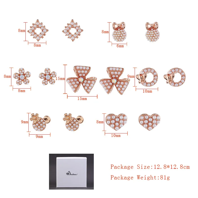 Платье для девочки 7 парные серьги пуссеты в Корейском стиле сердце жемчуг