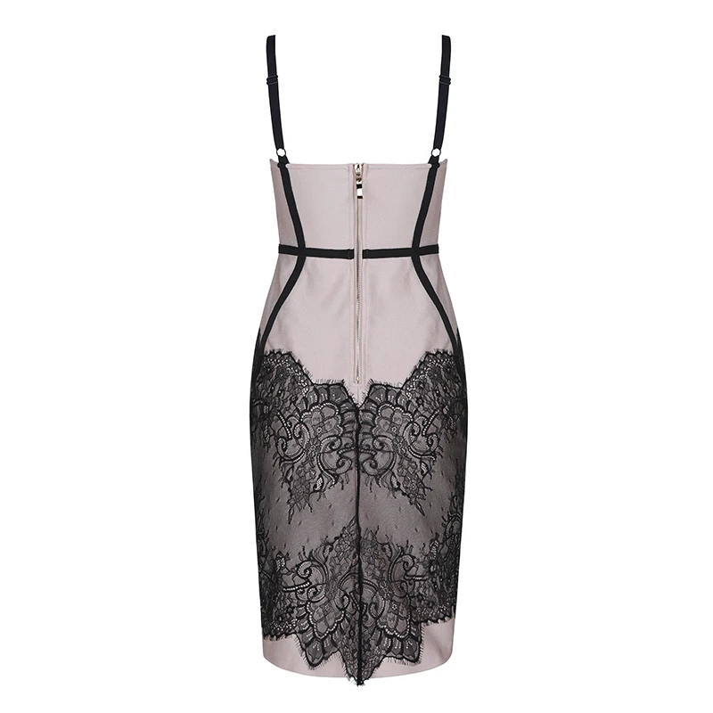 KLEEZY Sleeveless Summer Spaghetti Strap Dress Women Bandage Dresses Sexy Casual Lace Female Patchwork Vestidos 2019 HL4283 | Женская