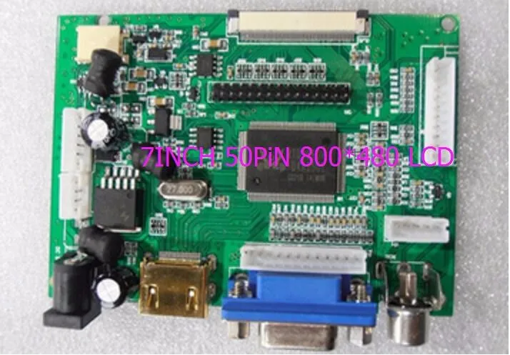 ЖК-дисплей Дисплей TTL LVDS плата контроллера VGA 2AV 50PIN 800*480 для AT090TN10 AT070TN94 92 90