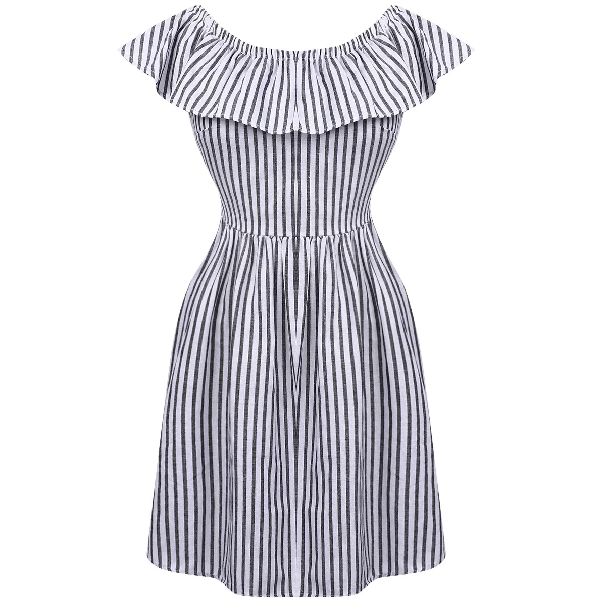 Новинка 2017 сексуальное льняное женское платье с открытыми плечами оборками