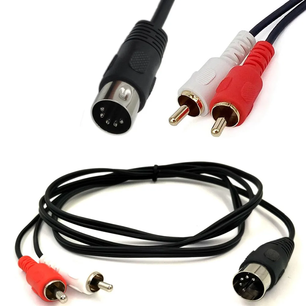 1 м 3 фута 5PIN MIDI DIN штекер на 2 RCA Phono красный и белый аудио кабель адаптер