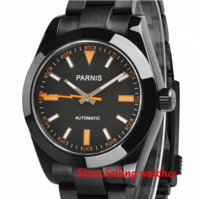 40 мм Parnis PVD Чехол черный циферблат сапфировое стекло стиль Milgauss Miyota