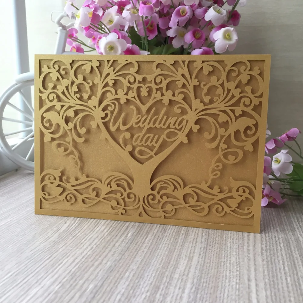

30pcs Laser Cut Chic Design wedding Love Tree Decoration Party Invitation card Blessing Greeting wedding invitations cards