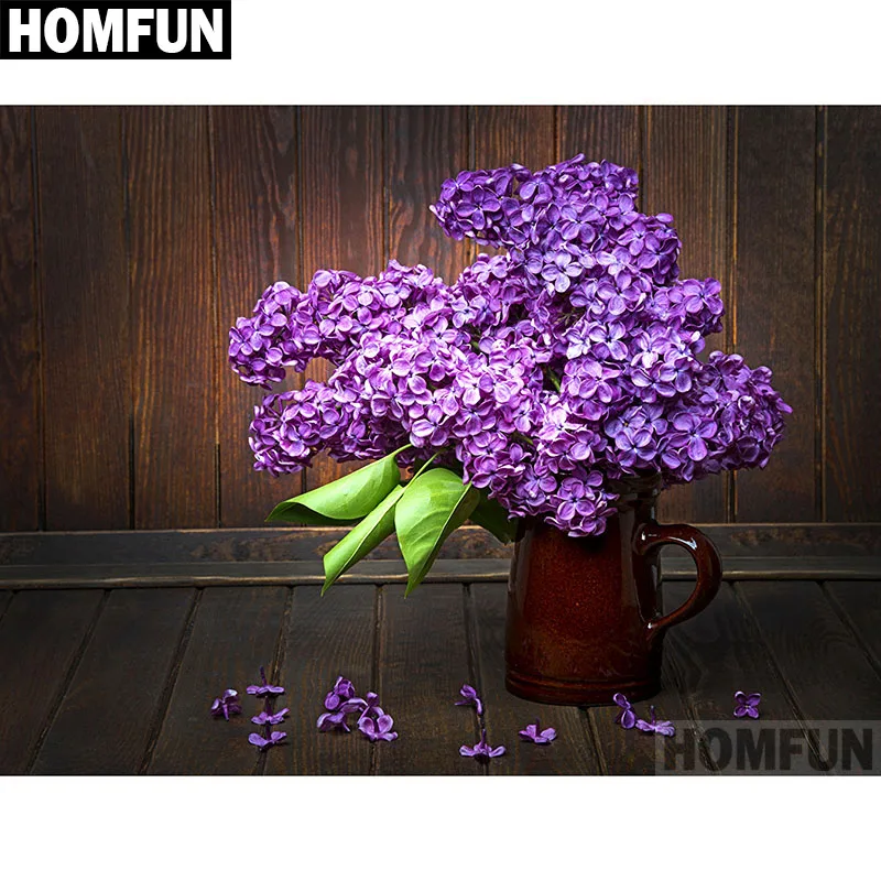 

Алмазная живопись HOMFUN A06705, алмазная вышивка «фиолетовый цветок», полная выкладка, круглая, для творчества, домашний декор, подарок