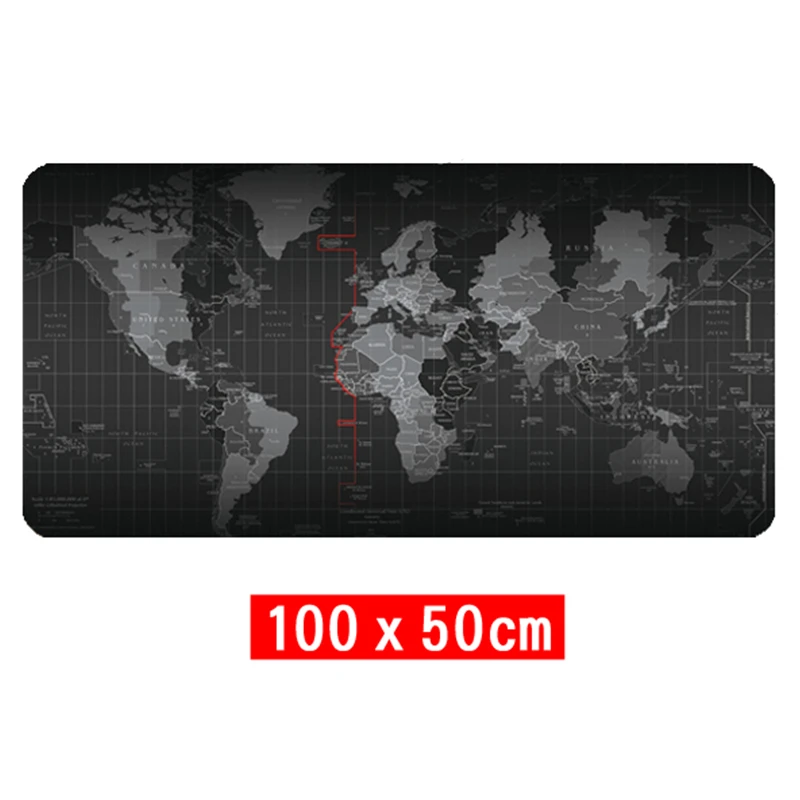 Большой игровой коврик для мыши со старой картой мира 100x50 см резиновый с