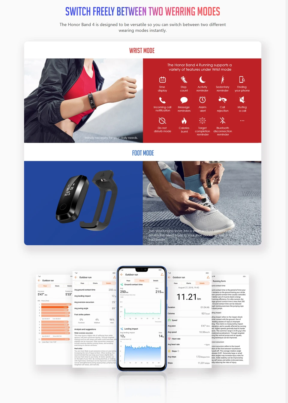 huawei Honor Band 4 Беговая версия обуви-пряжка ударный фитнес-трекер версия Smart 50 м водонепроницаемый монитор сна