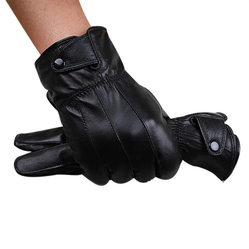 Guantes Мужские кожаные перчатки зимние Утепленные теплые уличные перчатки для вождения мужские спортивные тактические перчатки меховые варежки черные# BL5