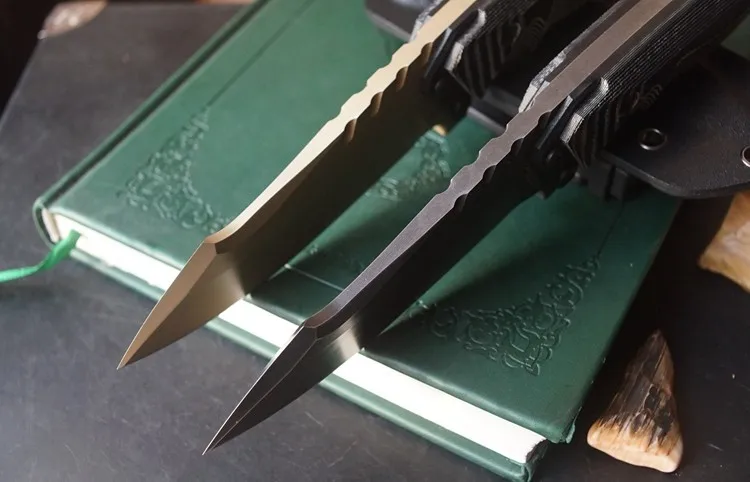 Очень острый Бронзовый/вареный D2 нож для выживания на открытом воздухе