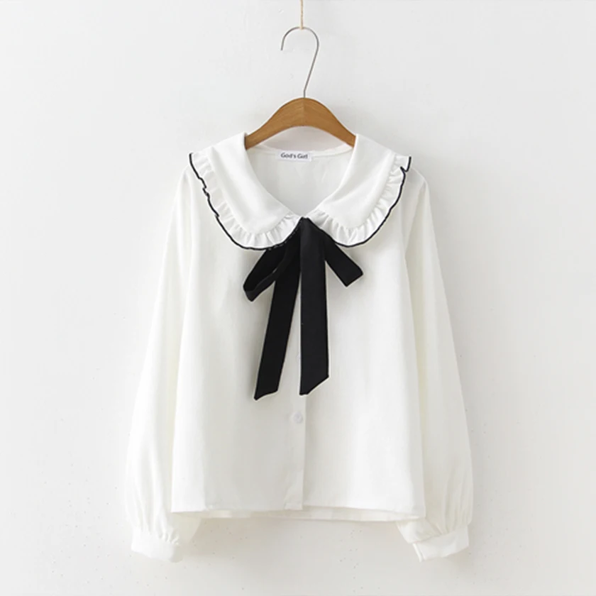 Новинка 2019 однотонная блузка с рюшами на пуговицах ленточная рубашка длинным