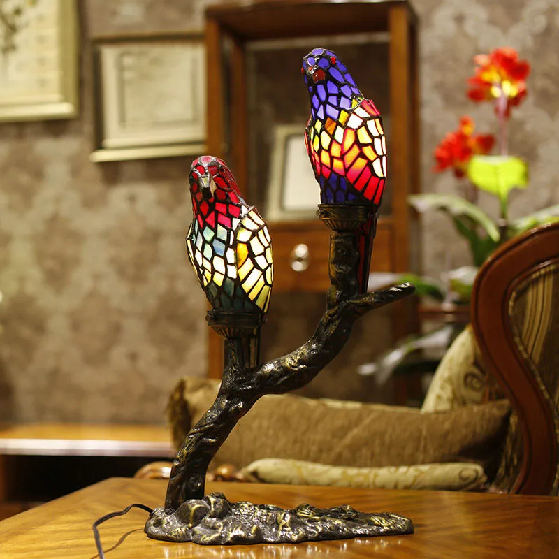 

Nordic Tiffanylamp Stained Glass Bird Table Desk Lamp Adult Home Office Decorative,LED Bulb Night light Living Room Lighting