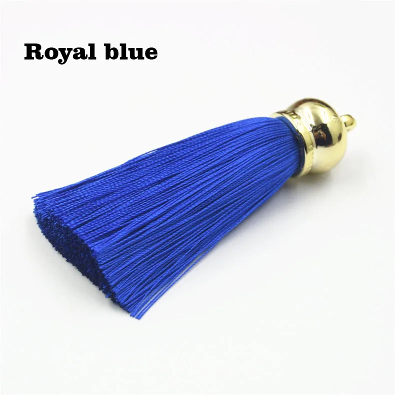Royal blue Новинка 30 цветов вискозные кисточки с золотыми колпачками шелковые кисточки бахрома отделка мобильный чехол для телефона брелок аксессуары diy серьги/ювелирные изделия - Цвет: Royal blue