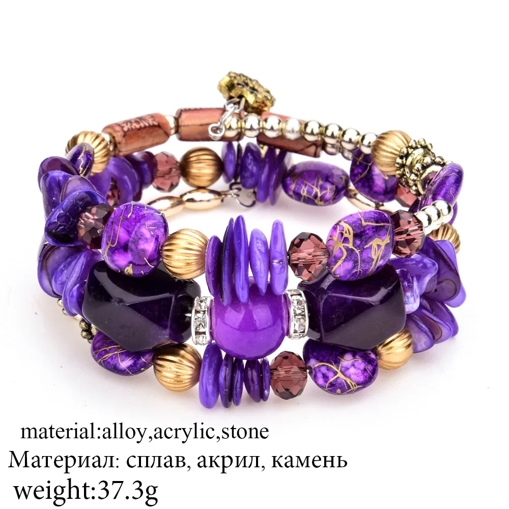 Винтажные женские браслеты манжеты LUBINGSHINE эластичные из смолы и камней