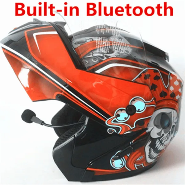 WANLI brands Встроенный Bluetooth модный двойной объектив флип-ап мотоциклетный шлем для мотокросса полный шлем для лица гоночный шлем s m l xl XXL - Цвет: WANLI brands