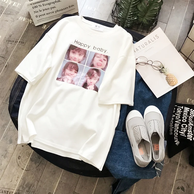 Женская трикотажная футболка Tumblr повседневная хлопковая Футболка с круглым