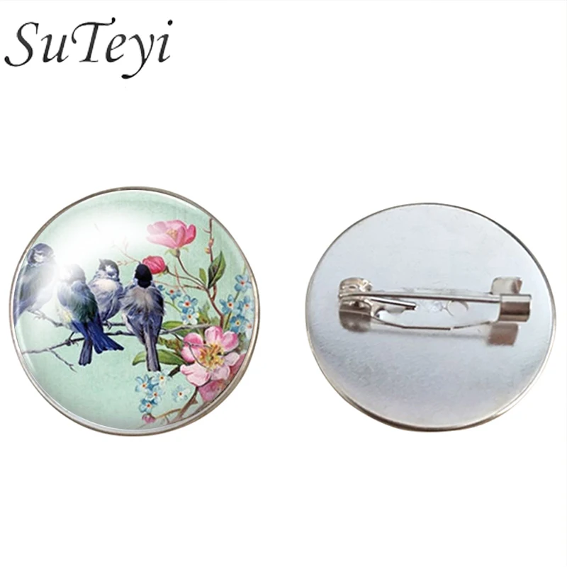 Брошь SUTEYI с изображением маленькой птицы на ветках булавки шармы печать