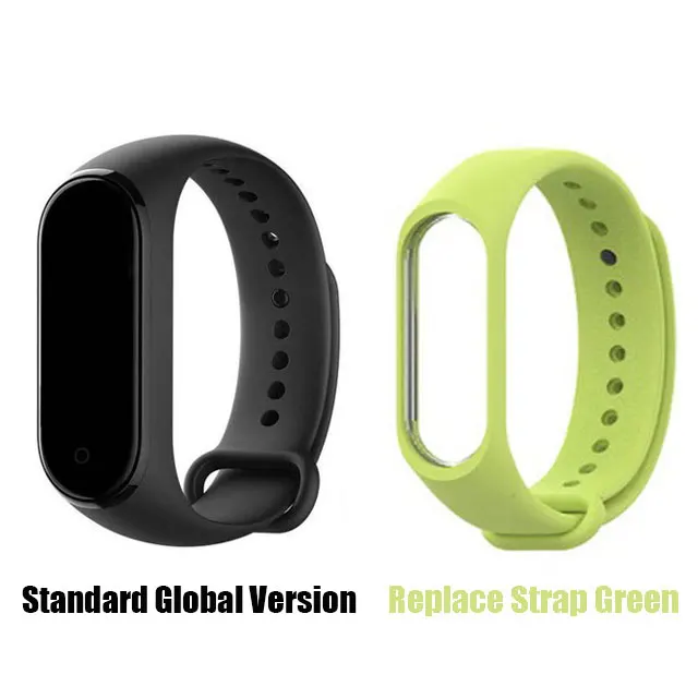 Global green strap Xiaomi Mi смарт-браслет 4 цветной экран пульсометр фитнес 135 мАч Bluetooth 5,0 спортивный водонепроницаемый браслет - Цвет: Global green strap