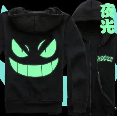 Poke mon Gengar Haunter худи на молнии пуловер в форме монстра аниме с капюшоном толстая