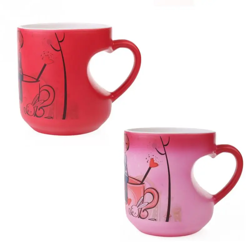 Кофе Чай Молоко Кружка Ceramics Форме Сердца Ручка Мультфильм Шаблон Горячий