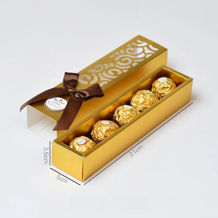 100 шт. коробка с вырезами для шоколада бантом длинная бумажная макарон свадебные