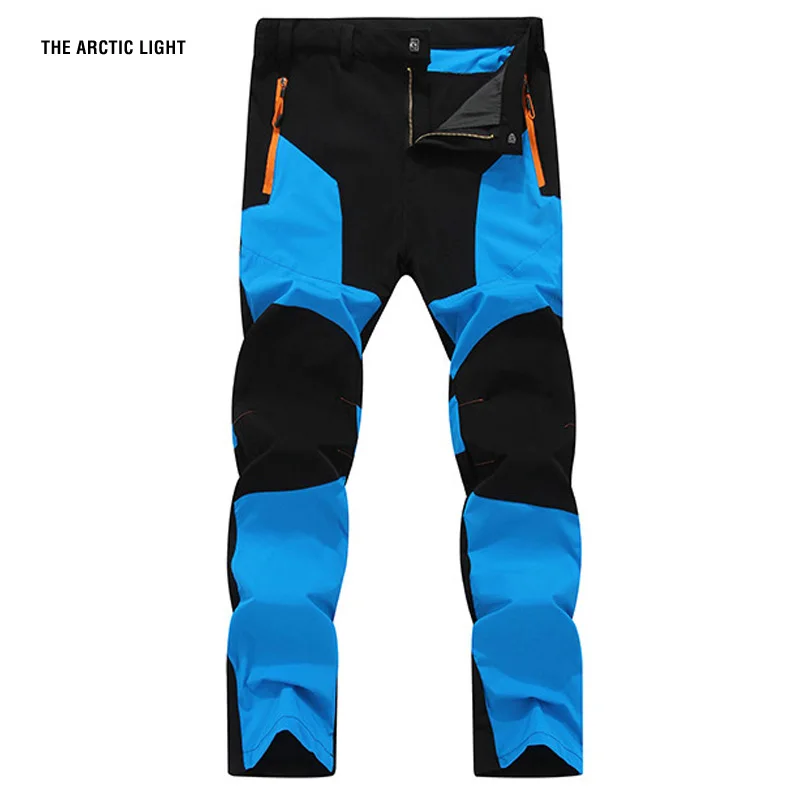 blue black Светильник ARCTIC из нейлона, дышащие водонепроницаемые походные брюки для бега, эластичные быстросохнущие брюки, штаны для скалолазания на открытом воздухе - Цвет: blue black