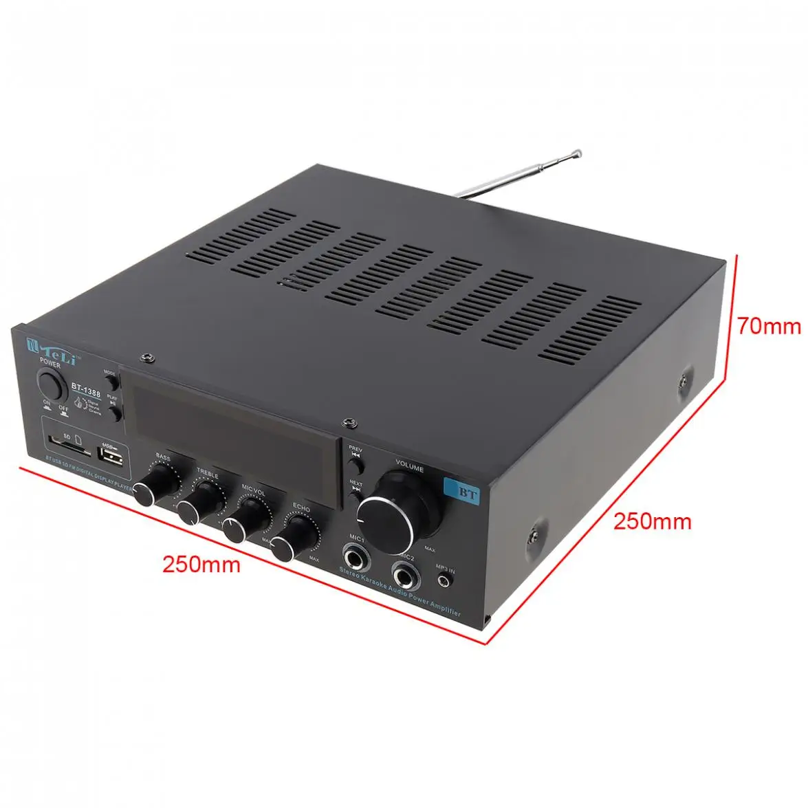 Прочный 200 Вт 220 В Bluetooth ЖК-дисплей Автомобильный усилитель Авто Стерео FM радио мощный плеер Поддержка SD/USB/микрофон вход